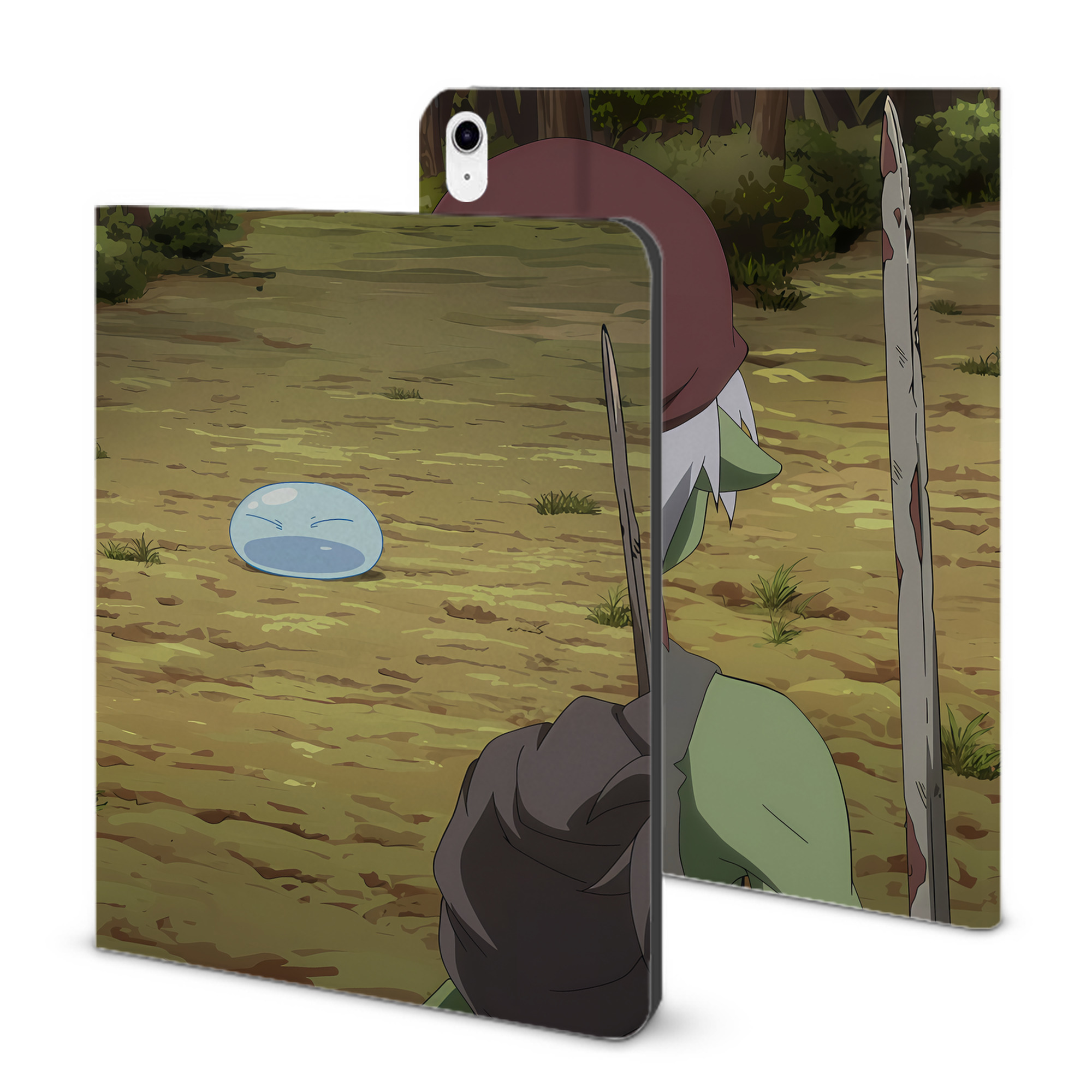 （画像用） 転スラ Regarding Reincarnated to Slime IPad ケース ブック型 PUレザー TPU 耐衝撃 軽量 薄型 ペン収納なし 全面保護 IPad 各モデル対応